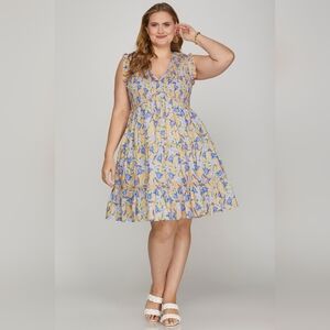 Floral V-Neck Ruffle Dress